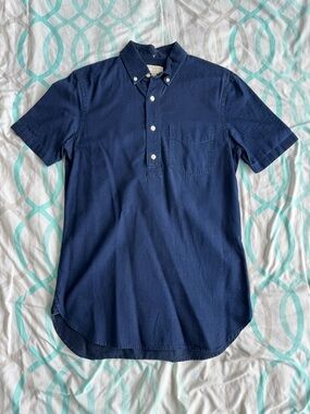 Club Monaco Navy Short-Sleeve Button-Down Polo Shirt